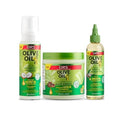 ORS Olive Oil Hold & Shine Wrap Set Mousse Infused with Coconut Oil - Fortifying Creme Hairdress infused with Castor Oil - Nourishing Exotic Scalp Oil with Babassu Oil - Bundle