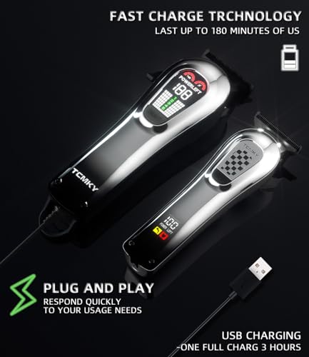 Silver Cordless Hair Clippers & Trimmer Set for Men, Professional Grooming Kit