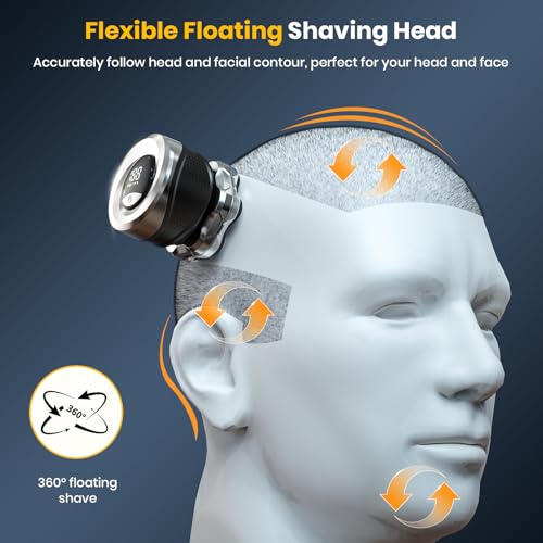 Black 7D Head Shaver for Bald Men with Travel Case - Electric Razor