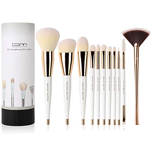 Makeup Brushes Set for Fan Brush Kabuki Foundation, Eyeshadow, Blush, Blending, Lip, Full Face Cosmetic Kit w/Brush Holder,11Pcs