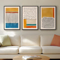 Boho Mid-Century Colorful Abstract Wall Art Set - 16x24 Inches, 3 Panels