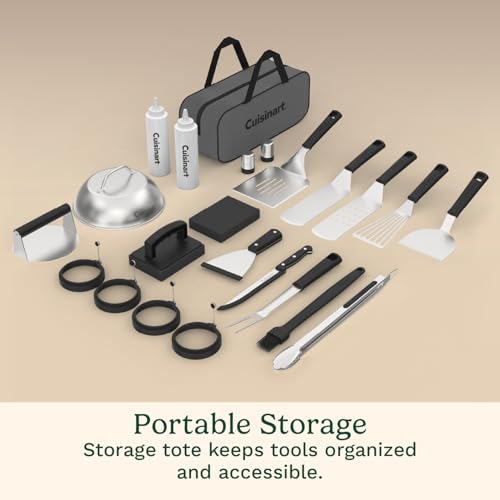 24-Piece Griddle Utensil Set with Storage Tote - Stainless Steel BBQ & Flat Top Grill Accessories
