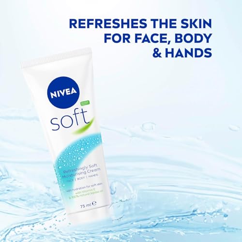 NIVEA Soft Moisturizing Cream - 2.6 Fl Oz Pack of 6, All-Purpose Hydrating Lotion