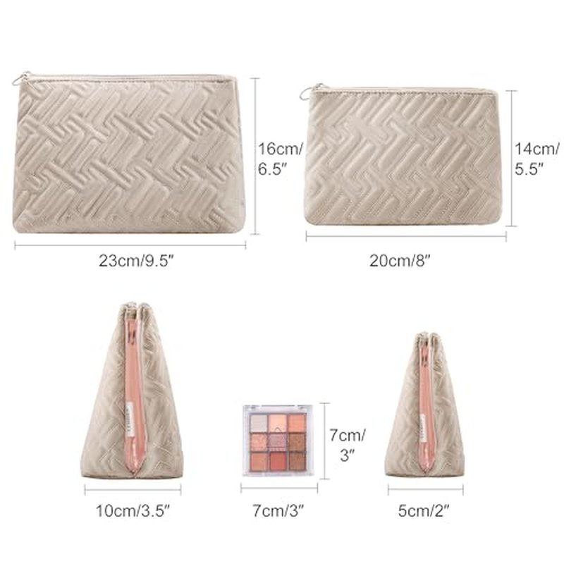 Leudes Makeup Bag Travel Essentials Cute Skincare Pouch Purse Cosmetic Bags for Women Traveling Make Up Organizer Portable Clear Case Toiletry Bag with Zipper (Camel, Large)