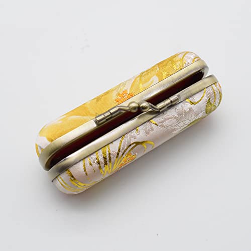 Ladies Floral Lipstick Case Holder with Mirror,Makeup Cases for Women (White)