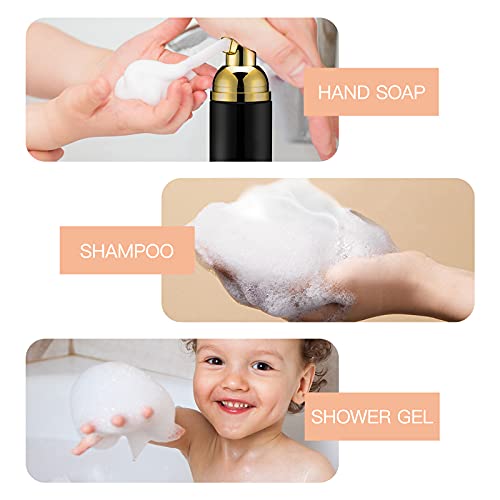 Gold and Black Travel Foam Pump Bottle Set 2oz 30 Pack - Leakproof Reusable Dispensers