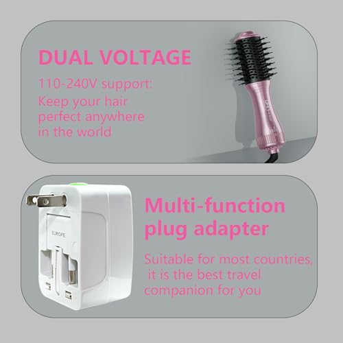 2-Inch Dual Voltage Hair Dryer Brush - Travel Hot Air Styling Tool