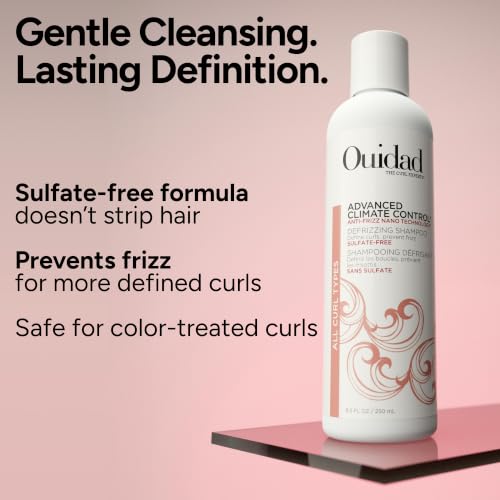 Ouidad Advanced Climate Control Defrizzing Shampoo 8.5 Fl Oz for Curly Hair – Sulfate-Free Moisture Lock
