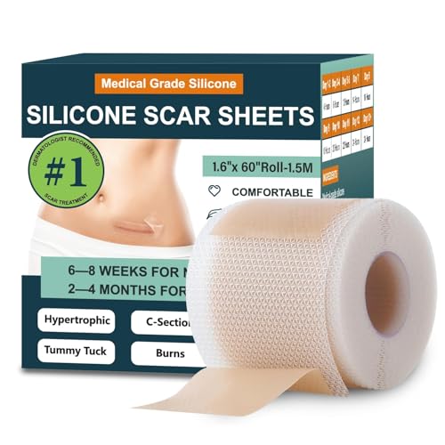 Silicone Scar Sheets,Silicone Scar Tape,Silicone Sheets For Scars,Scar Tape For Surgical Scars,Keloid Bump Removal,Scar Removal For Surgical(1.6"x 60" Roll-1.5M)