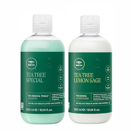 Tea Tree Lemon Sage Thickening Conditioner Pack of 2 - Builds Body & Volume for Fine Hair