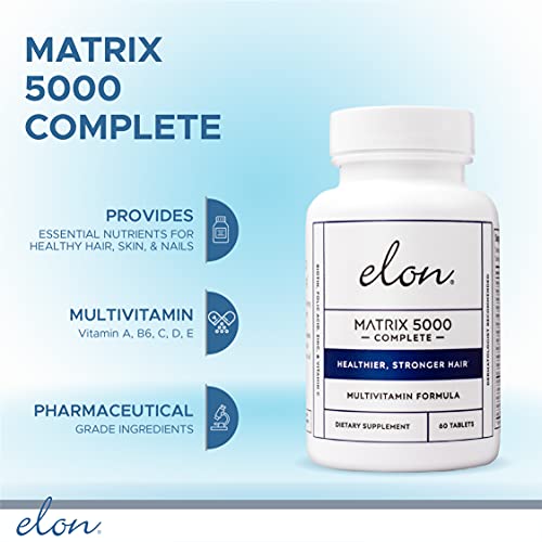 Multivitamin for Hair, Skin & Nails - 60 Count Elon Matrix 5000 Pack of 2