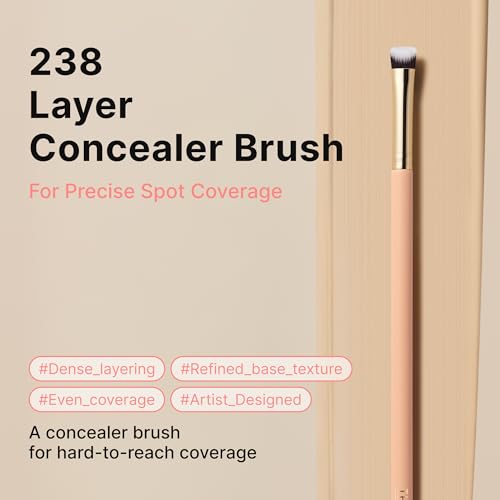 THE TOOL LAB 238 Layer Concealer Brush, Flat Makeup Brush for Precision Under Eye and Spot Coverage, Works with Liquid and Cream Concealers, Professional Kbeauty Makeup Tool