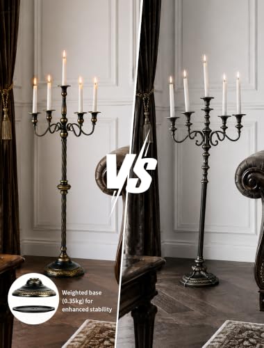 Sziqiqi Black 35in Tall 5-Arm Floor Candelabra - Gothic Decor, Set of 2