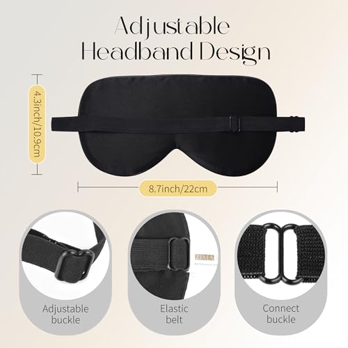 ZIMASILK 100% Natural Silk Sleep Mask Blindfold,Adjustable Super-Smooth Soft Eye Mask for Sleep with Bag(Eyelashes)