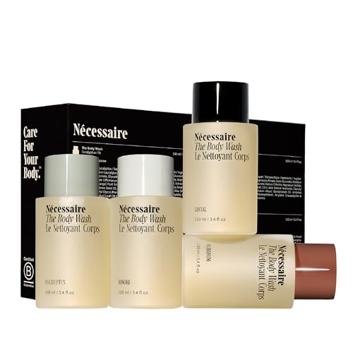 N?cessaire The Body Wash Discovery Collection. Skincare Gift Set For Women + Men. Radiance Cleanse. 4x Travel Size Skin Care Set With Vitamins + Niacinamide. 3.4 fl oz.