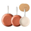 Orange Nonstick Ceramic Frying Pan Set - 8, 9.5 & 11 Inch Skillets with Cool Handle