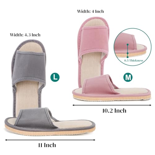 Washable Guest Slippers 10 Pack Open-Toe Non-Slip Spa Slippers Bulk Bulk with Thick Sole