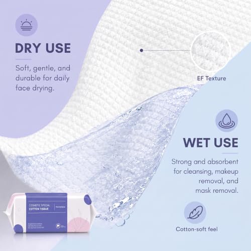 Disposable Face Towels Unscented 80 Count Pack of 4 - Thick Soft Cotton Wipes for Facial Cleansing