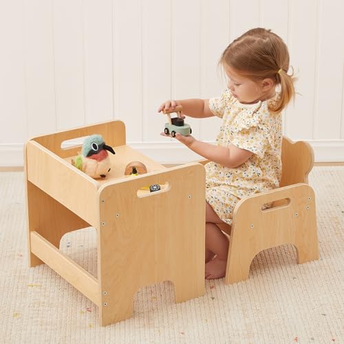 Montessori Toddler Weaning Table and Chair Set - Wooden Kids Activity Furniture