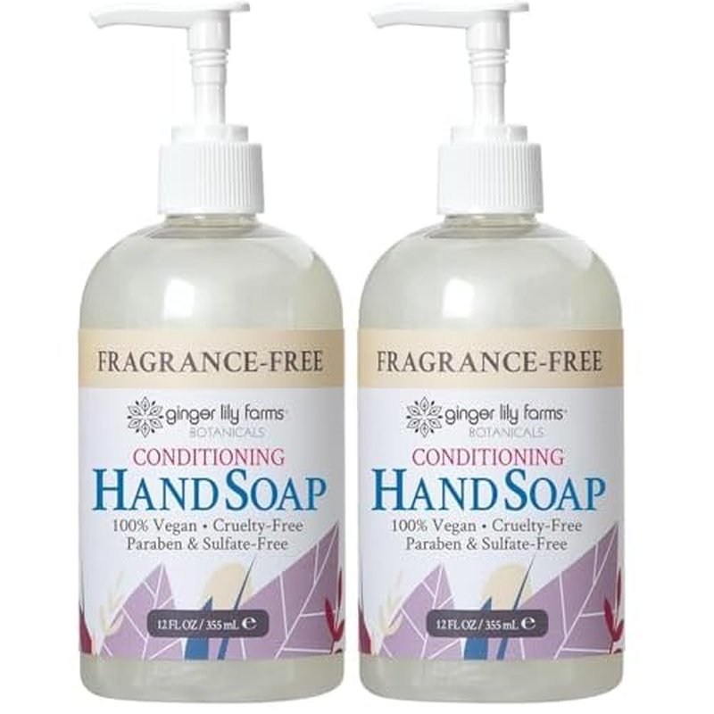 Ginger Lily Farms Botanicals All-Purpose Liquid Hand Soap, 100% Vegan & Cruelty-Free, Fragrance-Free, 12 fl oz (Pack of 2)