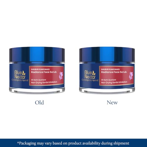 Kumkumadi Face Scrub - Blue Nectar Saffron Tan Remover for Glowing Skin - Herbal Exfoliator for Men & Women