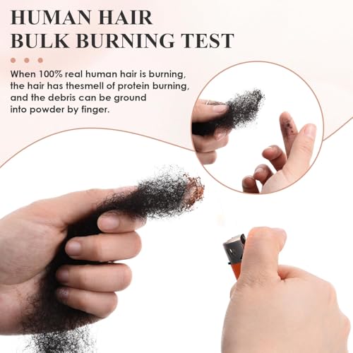 Pre Stretched Afro Kinky Straight Human Hair Bulk for Braids & Locs - 14 Inch, 50g/Pack - 1B Variation