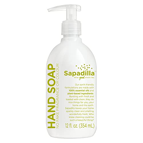 Sapadilla Liquid Hand Soap - Rosemary + Peppermint - Made with 100% Pure Essential Oil Blends, Cleansing & Moisturizing, Aromatic & Fragrant Hand Soap, Plant Based, Biodegradable, 12 Ounce (Pack of 1)