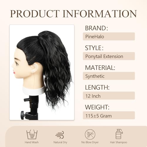 Dark Brown 12-Inch Synthetic Ponytail Extension with Drawstring - Fluffy & Natural