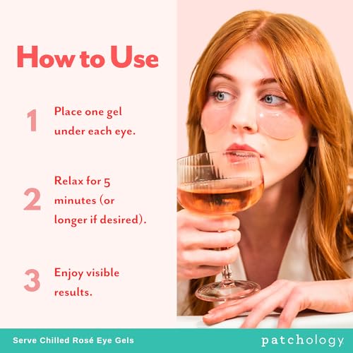 Hydrating Rosé Eye Patches for Puffy Eyes & Dark Circles - 15 Pairs