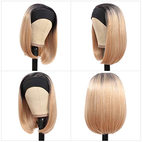 12 Inch Short Bob Headband Wig for Women - Synthetic Glueless Heat-Resistant Hairpiece T1B/627