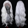 White Long Body Wave Synthetic Lace Front Wig for Women - Heat-Resistant