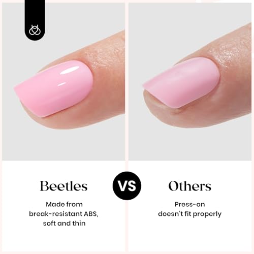 Beetles Press On Nails Kit - Creamy Drizzle, Short Square 720Pcs - D Variation