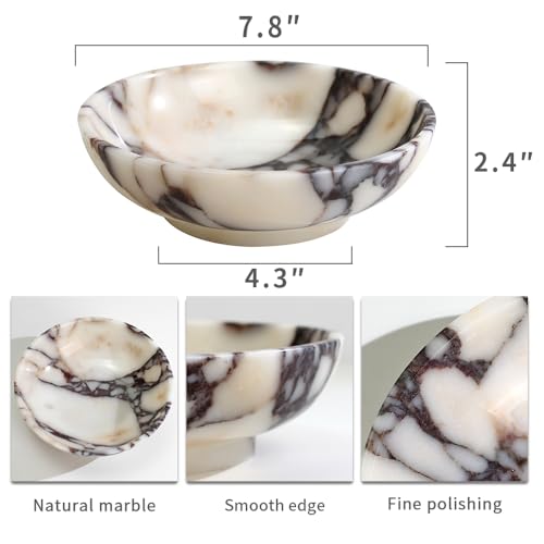 Round-Calacatta Viola Marble Decorative Bowl 7.8-inch Home Decor Gift