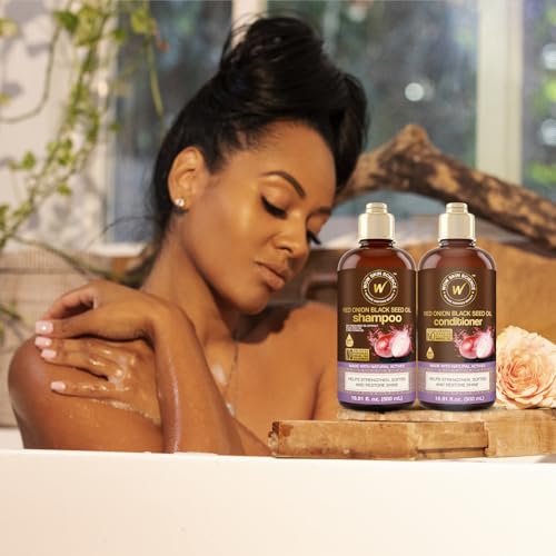 WOW Skin Science Red Onion & Black Seed Shampoo & Conditioner Duo 16.9 oz - Sulfate-Free Hair Care Set for Thinning & Color-Treated Hair