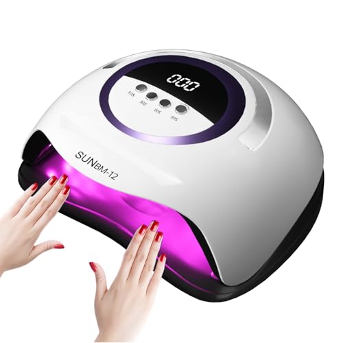 300W UV LED Nail Lamp with 72 Beads, Fast Curing Gel Polish, Automatic Sensor, 4 Timer Settings, Portable Nail Dryer