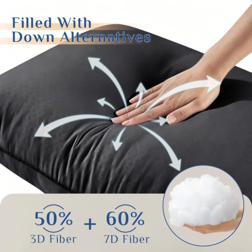 JOLLYVOGUE Black King Size 4-Pack Supportive Bed Pillows - Washable, Hotel Quality