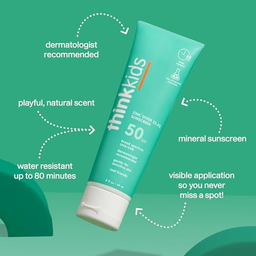 Kids Mineral Sunscreen SPF 50+ Water Resistant Broad Spectrum 3 Oz Pack of 2 - Reef Safe & Natural