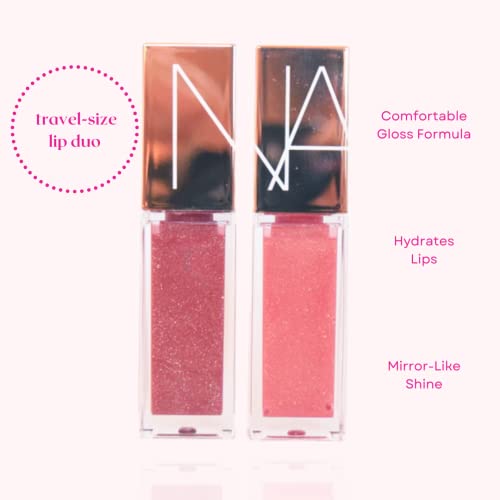 Mini Lip Gloss Set - Peach Pink & Mauve Shimmering Lip Shine Duo