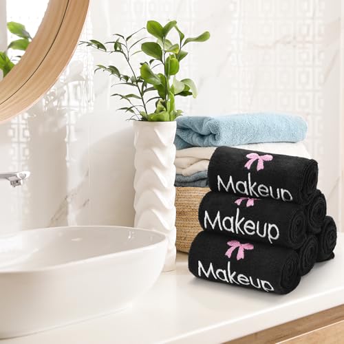 20 Pack Microfiber Makeup Towels - Face Washcloths with Pink Bow