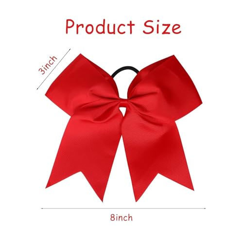 Chiduerm Red Cheerleading Hair Bows Set - 40pcs Large Grosgrain Ribbon Ponytail Holders for Girls & Sports