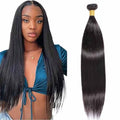 Black Human Hair Bundles 20 Inch Straight Virgin Brazilian Hair Extension - #1B, Double Weft