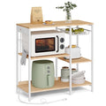 VASAGLE Kitchen Baker’s Rack with Power Outlet, Oak Beige & Ink Black Steel Frame & Wire Basket