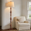 QiMH 61-Inch Vintage Farmhouse Floor Lamp with Wood Grain Finish