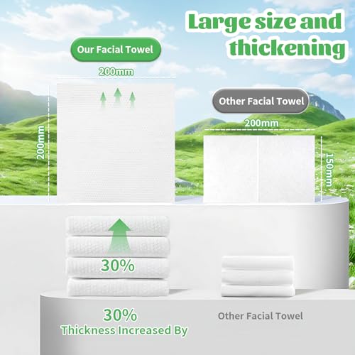 Disposable Face Towels 600 Count Biodegradable Cotton Facial Wipes for Washing & Drying - Pack of 1