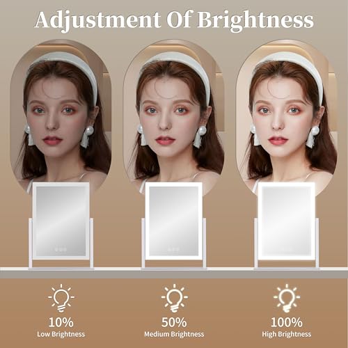 Lighted Vanity Mirror with Lights, Makeup Mirror with Light, 16.7"x 13.2",Three Color Lighting Modes and Dimmable Lighting, Smart Touch Control, 360¡ÆRotation, for Vanity Desk Tabletop,Dressing Room