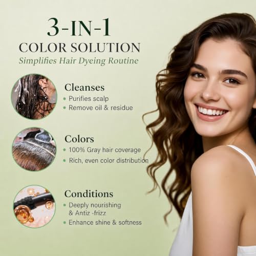 Dark Red Wine Hair Dye Shampoo for Gray Hair - 16.9oz, Natural Herbal Coverage