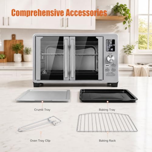 DORTALA 26.4 Qt French Door Air Fryer Toaster Oven Combo, 1500W