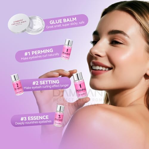 DAMMAN Lash Lifting Kit 7-9 Mins Long Lasting 6-8 Weeks Eyelash Perm Set Low Odor and Low Irritation Professional Eyelash Lifting Kit Natural Look Semi Permanaent Lash Lift Set