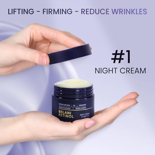 ABERA Belani Retinol Cream for Face, Facial Moisturizer with Collagen Cream and Hyaluronic Acid, Anti-Wrinkle Reduce Fine Lines, Night Anti-Aging For Women (1.01 Fl Oz) (1 Box + 2 Eye Patches)
