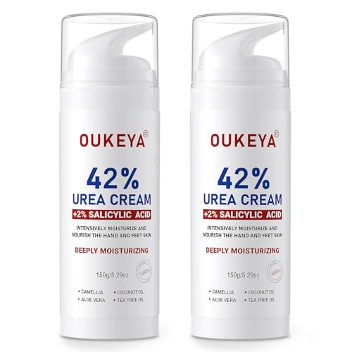 Urea Cream 42% with Salicylic Acid for Dry Rough Skin - 2 Bottles, 5.29 oz Each